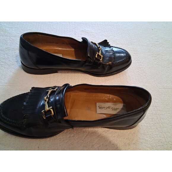 Mezlan Loafers Shoes Mens Size 10M Leather Fringe Gold Bit Buckle Black main image 4
